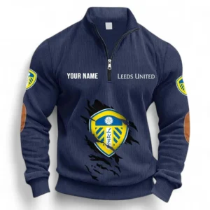Football Fans Gift Half Zipper Corduroy Sweatshirt, Sweatshirt Exclusive Logo, Custom Name EPL131082825114-Navy Blue