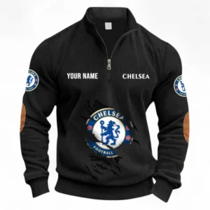 Football Fans Gift Half Zipper Corduroy Sweatshirt, Sweatshirt Exclusive Logo, Custom Name EPL131082825115-Black