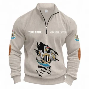 Football Fans Gift Half Zipper Corduroy Sweatshirt, Sweatshirt Exclusive Logo, Custom Name EPL131082825116-Apricot