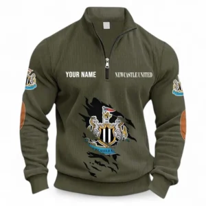 Football Fans Gift Half Zipper Corduroy Sweatshirt, Sweatshirt Exclusive Logo, Custom Name EPL131082825116-Army Green