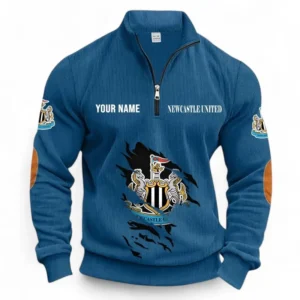 Football Fans Gift Half Zipper Corduroy Sweatshirt, Sweatshirt Exclusive Logo, Custom Name EPL131082825116-Denim Blue