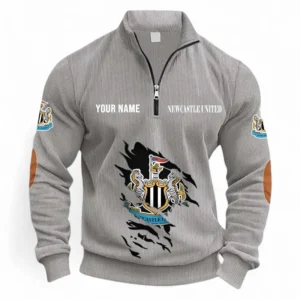 Football Fans Gift Half Zipper Corduroy Sweatshirt, Sweatshirt Exclusive Logo, Custom Name EPL131082825116-Light Gray