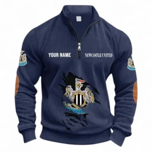 Football Fans Gift Half Zipper Corduroy Sweatshirt, Sweatshirt Exclusive Logo, Custom Name EPL131082825116-Navy Blue