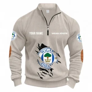 Football Fans Gift Half Zipper Corduroy Sweatshirt, Sweatshirt Exclusive Logo, Custom Name EPL131082825117-Apricot