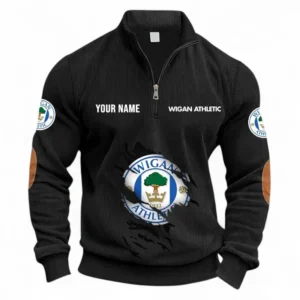Football Fans Gift Half Zipper Corduroy Sweatshirt, Sweatshirt Exclusive Logo, Custom Name EPL131082825117-Black