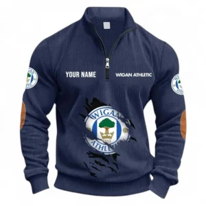 Football Fans Gift Half Zipper Corduroy Sweatshirt, Sweatshirt Exclusive Logo, Custom Name EPL131082825117-Navy Blue