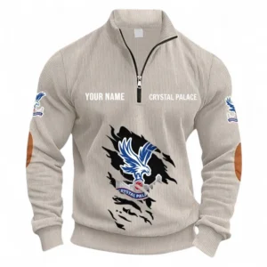Football Fans Gift Half Zipper Corduroy Sweatshirt, Sweatshirt Exclusive Logo, Custom Name EPL131082825119-Apricot