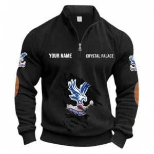 Football Fans Gift Half Zipper Corduroy Sweatshirt, Sweatshirt Exclusive Logo, Custom Name EPL131082825119-Black