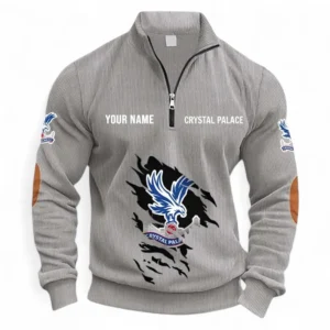 Football Fans Gift Half Zipper Corduroy Sweatshirt, Sweatshirt Exclusive Logo, Custom Name EPL131082825119-Light Gray