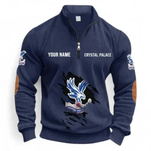 Football Fans Gift Half Zipper Corduroy Sweatshirt, Sweatshirt Exclusive Logo, Custom Name EPL131082825119-Navy Blue