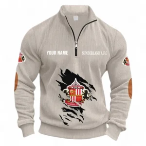 Football Fans Gift Half Zipper Corduroy Sweatshirt, Sweatshirt Exclusive Logo, Custom Name EPL131082825120-Apricot