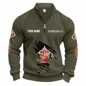 Football Fans Gift Half Zipper Corduroy Sweatshirt, Sweatshirt Exclusive Logo, Custom Name EPL131082825120-Army Green