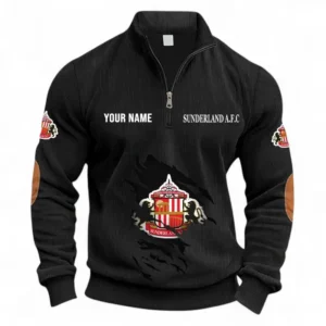 Football Fans Gift Half Zipper Corduroy Sweatshirt, Sweatshirt Exclusive Logo, Custom Name EPL131082825120-Black