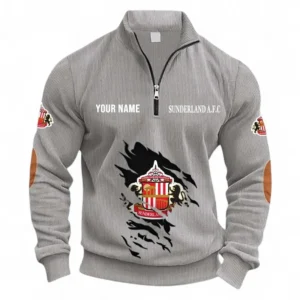 Football Fans Gift Half Zipper Corduroy Sweatshirt, Sweatshirt Exclusive Logo, Custom Name EPL131082825120-Light Gray