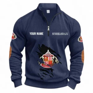 Football Fans Gift Half Zipper Corduroy Sweatshirt, Sweatshirt Exclusive Logo, Custom Name EPL131082825120-Navy Blue