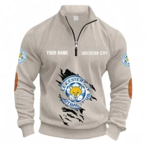 Football Fans Gift Half Zipper Corduroy Sweatshirt, Sweatshirt Exclusive Logo, Custom Name EPL131082825122-Apricot