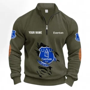 Football Fans Gift Half Zipper Corduroy Sweatshirt, Sweatshirt Exclusive Logo, Custom Name EPL131082825123-Army Green