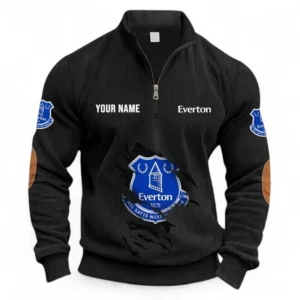Football Fans Gift Half Zipper Corduroy Sweatshirt, Sweatshirt Exclusive Logo, Custom Name EPL131082825123-Black