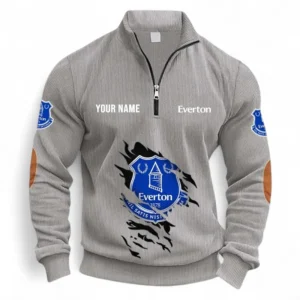 Football Fans Gift Half Zipper Corduroy Sweatshirt, Sweatshirt Exclusive Logo, Custom Name EPL131082825123-Light Gray