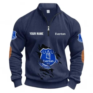 Football Fans Gift Half Zipper Corduroy Sweatshirt, Sweatshirt Exclusive Logo, Custom Name EPL131082825123-Navy Blue
