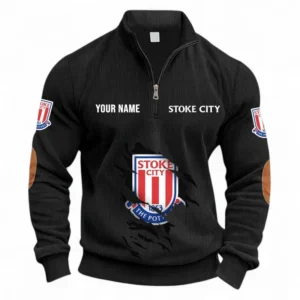 Football Fans Gift Half Zipper Corduroy Sweatshirt, Sweatshirt Exclusive Logo, Custom Name EPL131082825125-Black