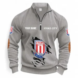 Football Fans Gift Half Zipper Corduroy Sweatshirt, Sweatshirt Exclusive Logo, Custom Name EPL131082825125-Light Gray
