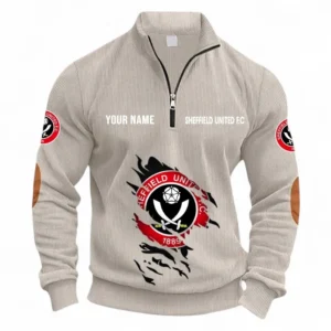 Football Fans Gift Half Zipper Corduroy Sweatshirt, Sweatshirt Exclusive Logo, Custom Name EPL131082825126-Apricot