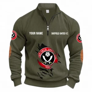 Football Fans Gift Half Zipper Corduroy Sweatshirt, Sweatshirt Exclusive Logo, Custom Name EPL131082825126-Army Green