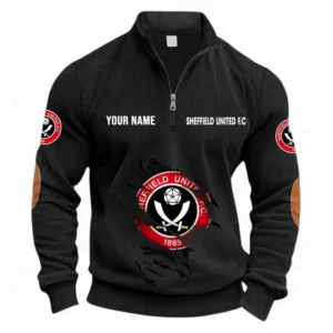 Football Fans Gift Half Zipper Corduroy Sweatshirt, Sweatshirt Exclusive Logo, Custom Name EPL131082825126-Black