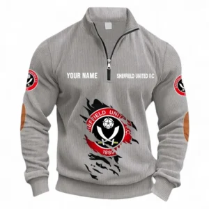 Football Fans Gift Half Zipper Corduroy Sweatshirt, Sweatshirt Exclusive Logo, Custom Name EPL131082825126-Light Gray