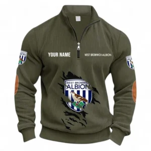 Football Fans Gift Half Zipper Corduroy Sweatshirt, Sweatshirt Exclusive Logo, Custom Name EPL131082825127-Army Green