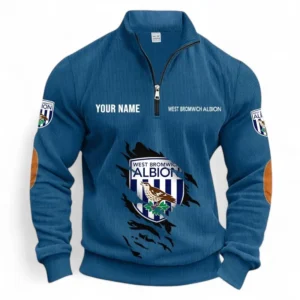 Football Fans Gift Half Zipper Corduroy Sweatshirt, Sweatshirt Exclusive Logo, Custom Name EPL131082825127-Denim Blue