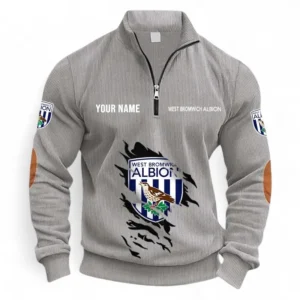 Football Fans Gift Half Zipper Corduroy Sweatshirt, Sweatshirt Exclusive Logo, Custom Name EPL131082825127-Light Gray