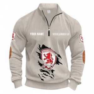 Football Fans Gift Half Zipper Corduroy Sweatshirt, Sweatshirt Exclusive Logo, Custom Name EPL131082825128-Apricot