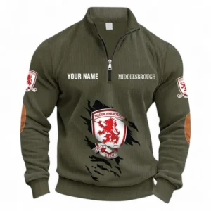 Football Fans Gift Half Zipper Corduroy Sweatshirt, Sweatshirt Exclusive Logo, Custom Name EPL131082825128-Army Green