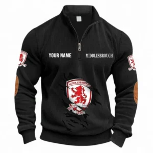 Football Fans Gift Half Zipper Corduroy Sweatshirt, Sweatshirt Exclusive Logo, Custom Name EPL131082825128-Black