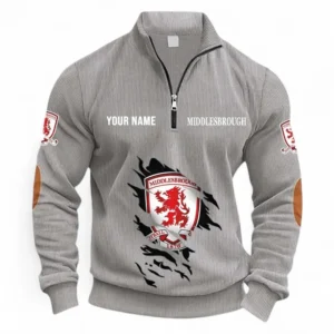 Football Fans Gift Half Zipper Corduroy Sweatshirt, Sweatshirt Exclusive Logo, Custom Name EPL131082825128-Light Gray