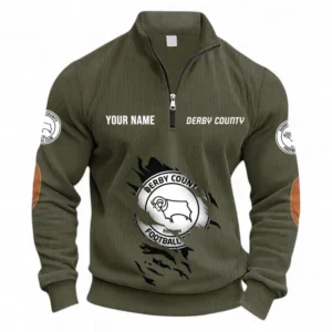 Football Fans Gift Half Zipper Corduroy Sweatshirt, Sweatshirt Exclusive Logo, Custom Name EPL131082825130-Army Green