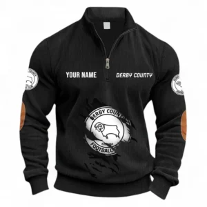 Football Fans Gift Half Zipper Corduroy Sweatshirt, Sweatshirt Exclusive Logo, Custom Name EPL131082825130-Black