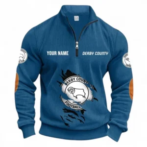 Football Fans Gift Half Zipper Corduroy Sweatshirt, Sweatshirt Exclusive Logo, Custom Name EPL131082825130-Denim Blue