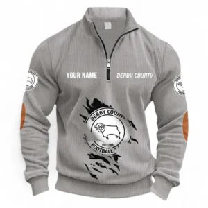 Football Fans Gift Half Zipper Corduroy Sweatshirt, Sweatshirt Exclusive Logo, Custom Name EPL131082825130-Light Gray