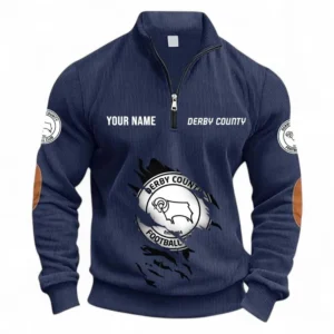 Football Fans Gift Half Zipper Corduroy Sweatshirt, Sweatshirt Exclusive Logo, Custom Name EPL131082825130-Navy Blue