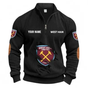 Football Fans Gift Half Zipper Corduroy Sweatshirt, Sweatshirt Exclusive Logo, Custom Name EPL131082825131-Black