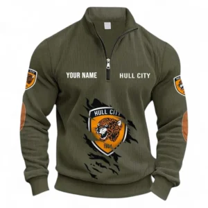 Football Fans Gift Half Zipper Corduroy Sweatshirt, Sweatshirt Exclusive Logo, Custom Name EPL131082825132-Army Green