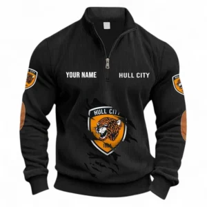 Football Fans Gift Half Zipper Corduroy Sweatshirt, Sweatshirt Exclusive Logo, Custom Name EPL131082825132-Black