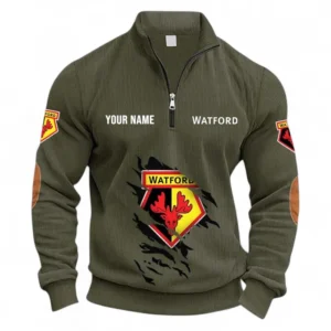 Football Fans Gift Half Zipper Corduroy Sweatshirt, Sweatshirt Exclusive Logo, Custom Name EPL131082825133-Army Green