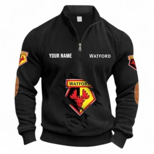 Football Fans Gift Half Zipper Corduroy Sweatshirt, Sweatshirt Exclusive Logo, Custom Name EPL131082825133-Black