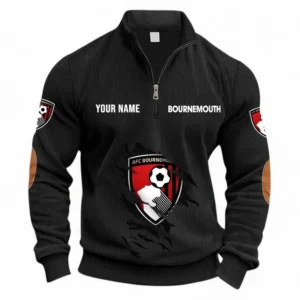 Football Fans Gift Half Zipper Corduroy Sweatshirt, Sweatshirt Exclusive Logo, Custom Name EPL131082825134-Black