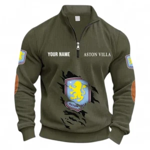 Football Fans Gift Half Zipper Corduroy Sweatshirt, Sweatshirt Exclusive Logo, Custom Name EPL131082825135-Army Green