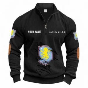 Football Fans Gift Half Zipper Corduroy Sweatshirt, Sweatshirt Exclusive Logo, Custom Name EPL131082825135-Black